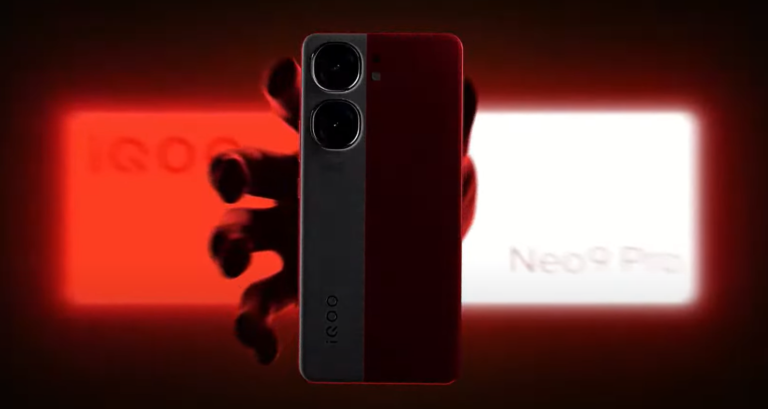 Image shows iqoo neo9 pro fiery Red variant model